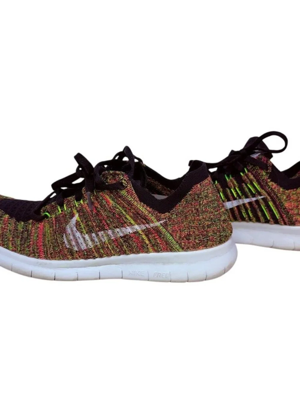 Nike Free RN Women's FlyKnit Running Shoes Neon Colors & Black Size 9.5